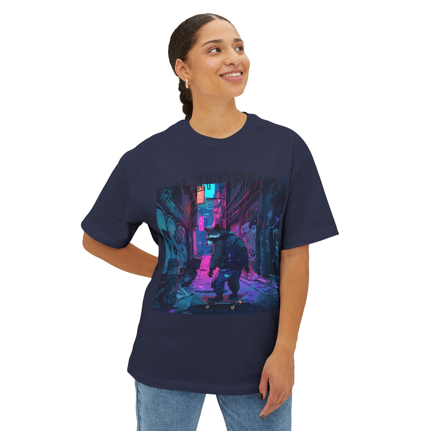 Vibrant Street Art Boxy Tee, Oversized Graphic Tee, Casual Wear, Urban Outfit, Gift for Art Lovers, Trendy Summer Top