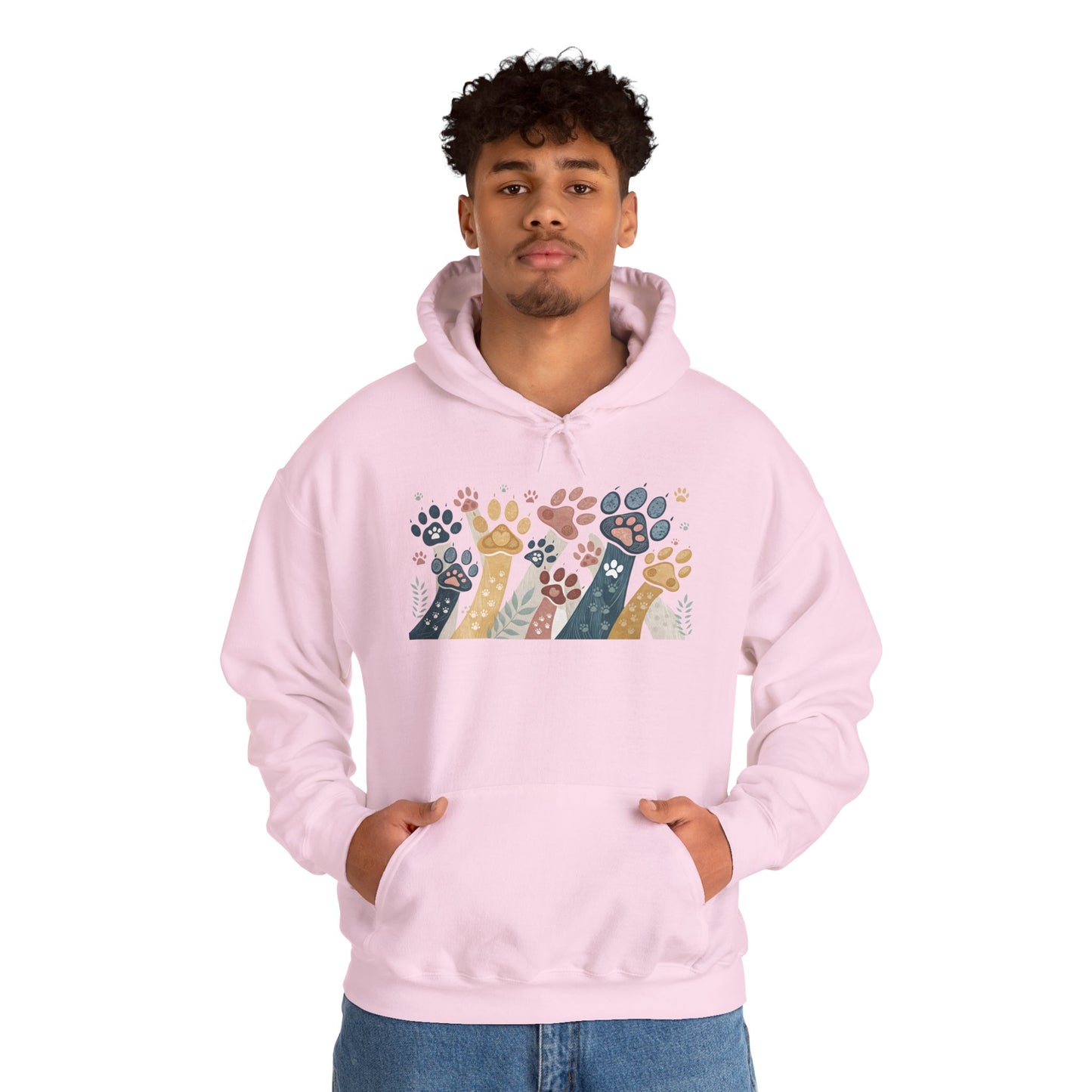 Colorful Paw Print Hooded Sweatshirt - Perfect for Pet Lovers, Animal Enthusiasts, Gifts for Birthdays, Holidays, Cozy Casual Wear