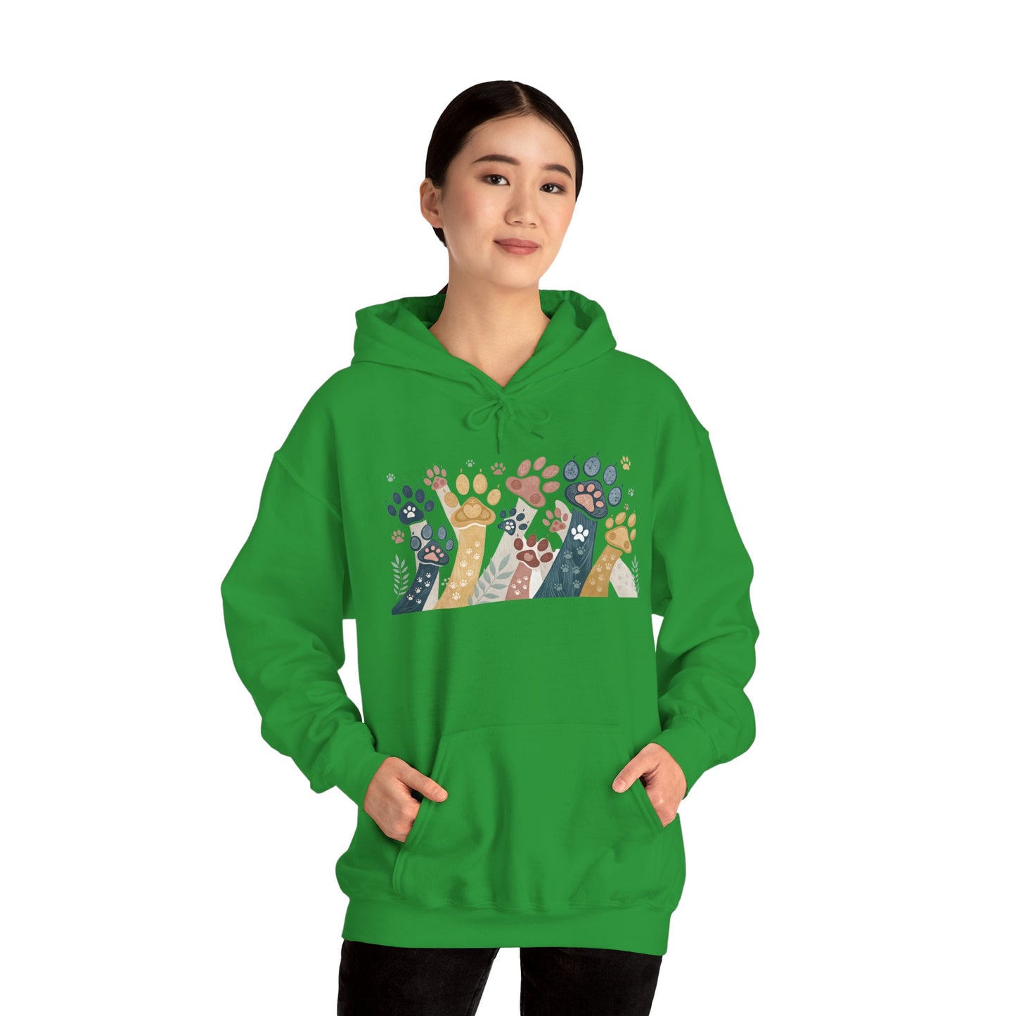 Colorful Paw Print Hooded Sweatshirt - Perfect for Pet Lovers, Animal Enthusiasts, Gifts for Birthdays, Holidays, Cozy Casual Wear