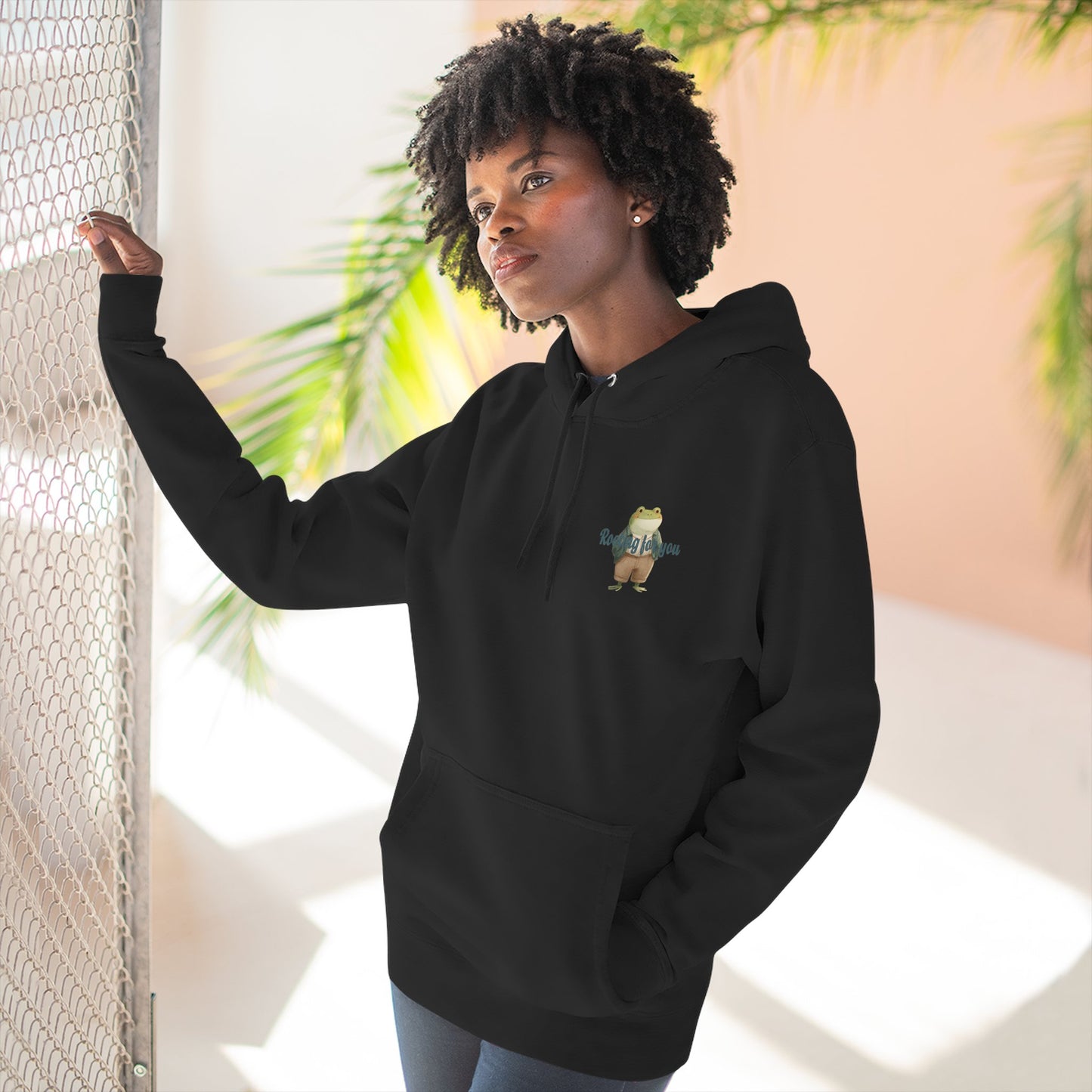 Encouraging Frog Fleece Hoodie, Gift for Friends, Motivational Apparel, Cute Animal Sweatshirt, Supportive Layering Piece