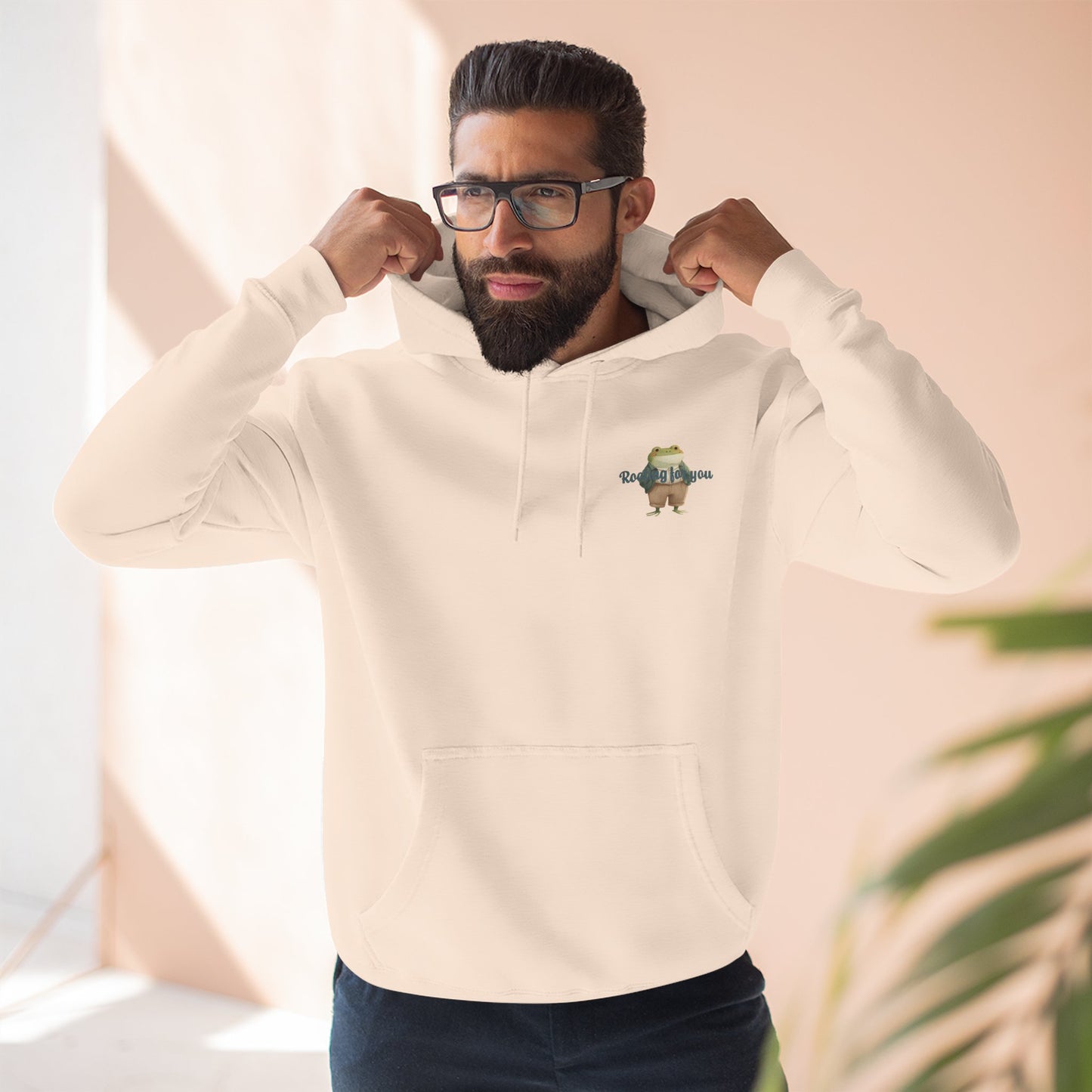 Encouraging Frog Fleece Hoodie, Gift for Friends, Motivational Apparel, Cute Animal Sweatshirt, Supportive Layering Piece