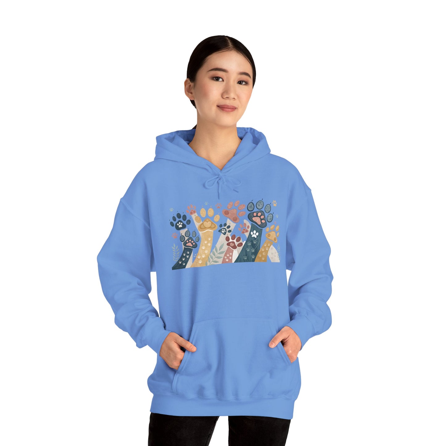 Colorful Paw Print Hooded Sweatshirt - Perfect for Pet Lovers, Animal Enthusiasts, Gifts for Birthdays, Holidays, Cozy Casual Wear