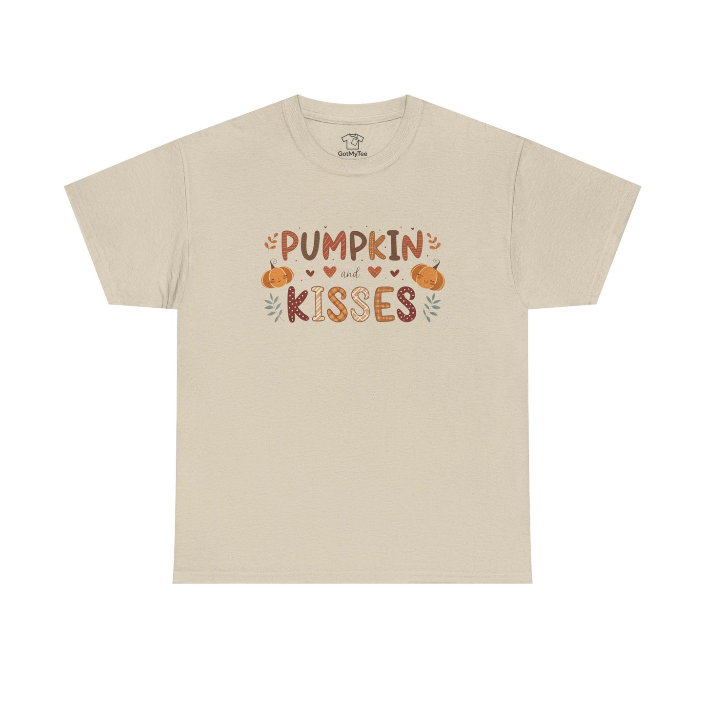 Fall Vibes Unisex Heavy Cotton Tee - Pumpkin Kisses Tee, Autumn Shirt, Halloween Apparel, Cozy Fall Outfit, Seasonal Gift