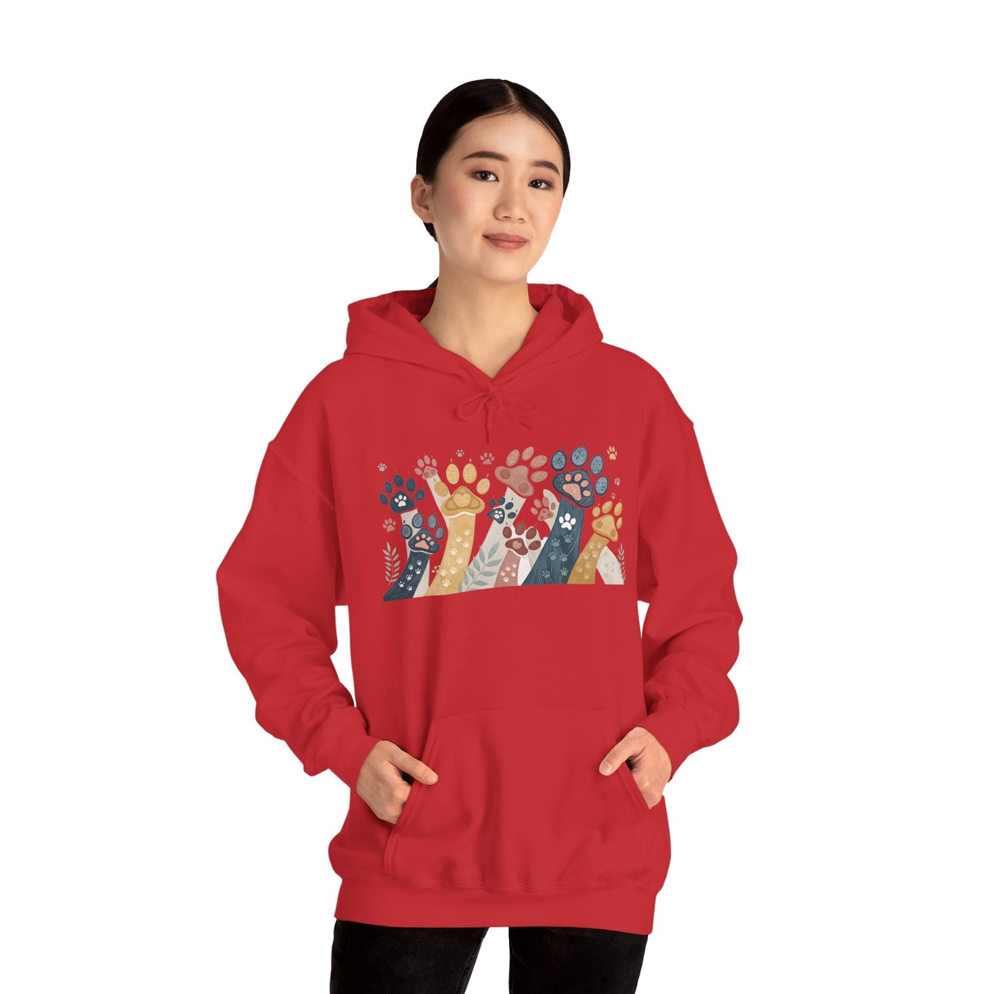 Colorful Paw Print Hooded Sweatshirt - Perfect for Pet Lovers, Animal Enthusiasts, Gifts for Birthdays, Holidays, Cozy Casual Wear
