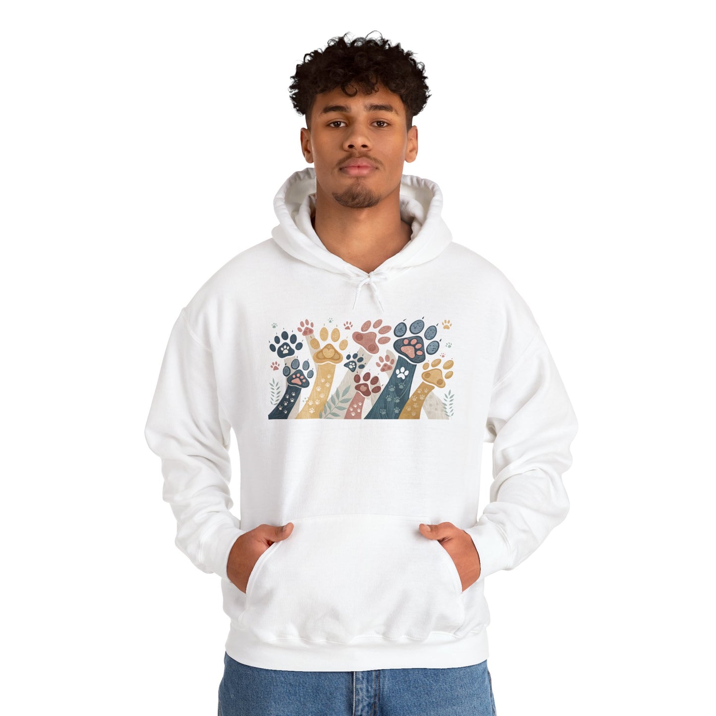 Colorful Paw Print Hooded Sweatshirt - Perfect for Pet Lovers, Animal Enthusiasts, Gifts for Birthdays, Holidays, Cozy Casual Wear