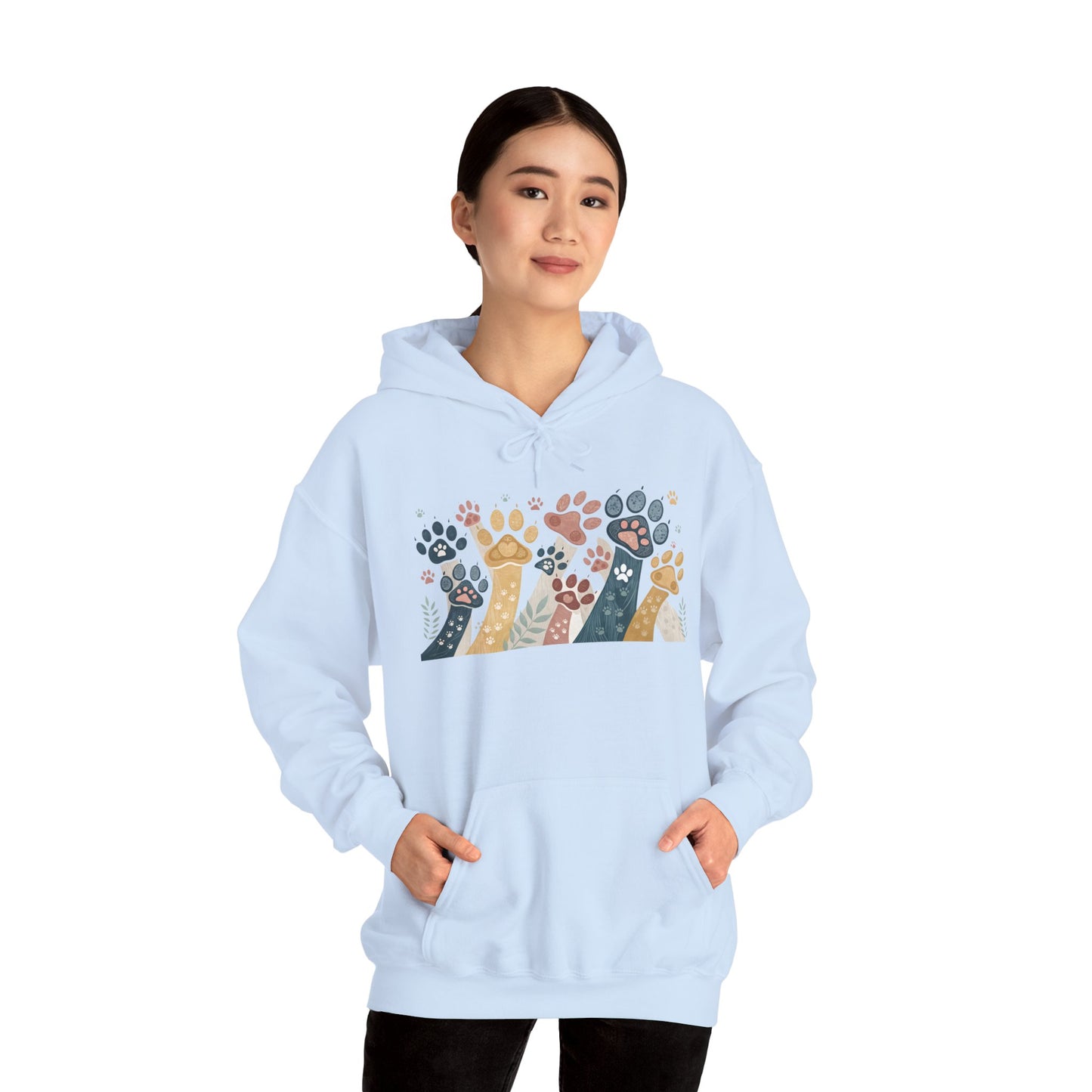 Colorful Paw Print Hooded Sweatshirt - Perfect for Pet Lovers, Animal Enthusiasts, Gifts for Birthdays, Holidays, Cozy Casual Wear