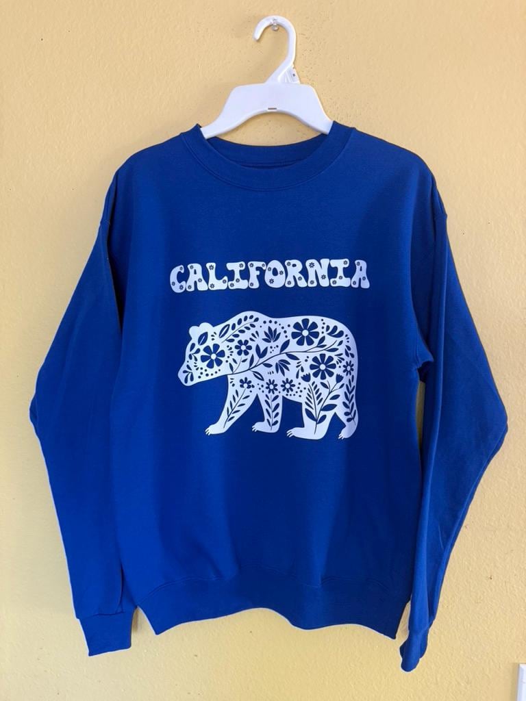Floral Bear California Sweatshirt | Royal Blue Crewneck