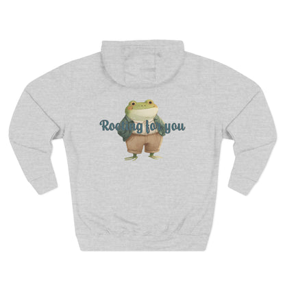 Encouraging Frog Fleece Hoodie, Gift for Friends, Motivational Apparel, Cute Animal Sweatshirt, Supportive Layering Piece