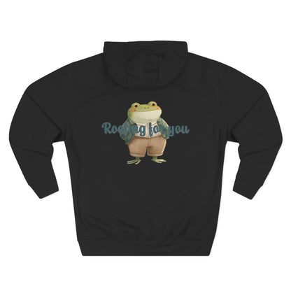 Encouraging Frog Fleece Hoodie, Gift for Friends, Motivational Apparel, Cute Animal Sweatshirt, Supportive Layering Piece