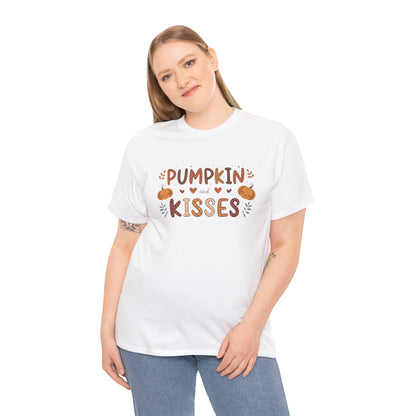 Fall Vibes Unisex Heavy Cotton Tee - Pumpkin Kisses Tee, Autumn Shirt, Halloween Apparel, Cozy Fall Outfit, Seasonal Gift
