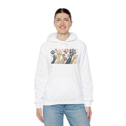 Colorful Paw Print Hooded Sweatshirt - Perfect for Pet Lovers, Animal Enthusiasts, Gifts for Birthdays, Holidays, Cozy Casual Wear