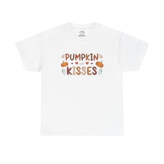 Fall Vibes Unisex Heavy Cotton Tee - Pumpkin Kisses Tee, Autumn Shirt, Halloween Apparel, Cozy Fall Outfit, Seasonal Gift