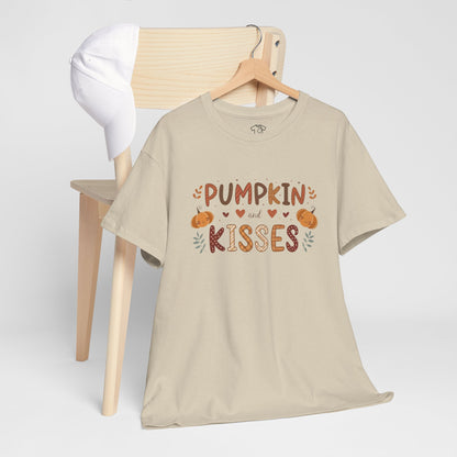 Fall Vibes Unisex Heavy Cotton Tee - Pumpkin Kisses Tee, Autumn Shirt, Halloween Apparel, Cozy Fall Outfit, Seasonal Gift