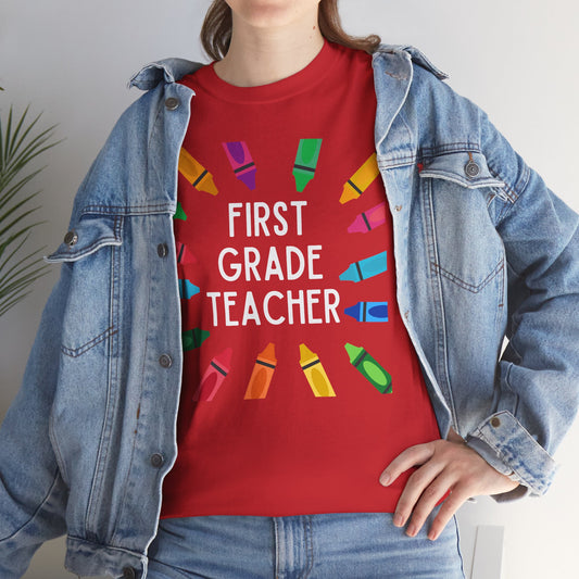 First Grade Teacher Tee - Fun Educational Gift, Classroom Shirt, Back to School Outfit, Teacher Appreciation, Gift for Educators