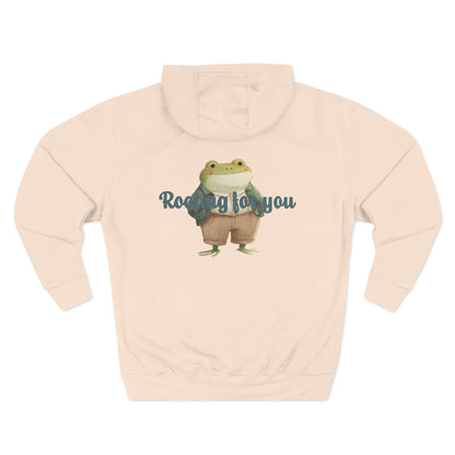 Encouraging Frog Fleece Hoodie, Gift for Friends, Motivational Apparel, Cute Animal Sweatshirt, Supportive Layering Piece