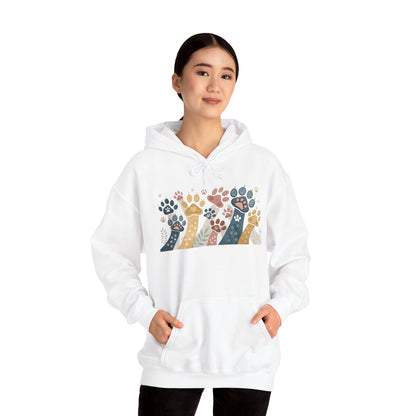 Colorful Paw Print Hooded Sweatshirt - Perfect for Pet Lovers, Animal Enthusiasts, Gifts for Birthdays, Holidays, Cozy Casual Wear