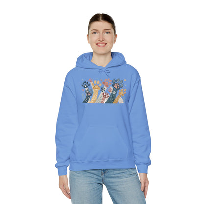 Colorful Paw Print Hooded Sweatshirt - Perfect for Pet Lovers, Animal Enthusiasts, Gifts for Birthdays, Holidays, Cozy Casual Wear