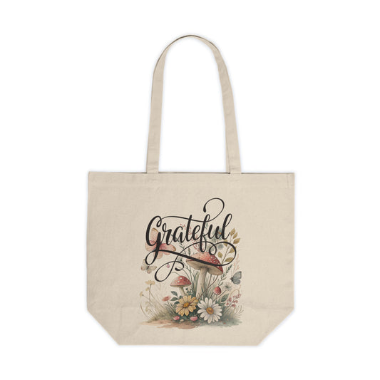 Grateful Floral Canvas Shopping Tote | Eco-Friendly Bag for Groceries, Gifts, and Everyday Use