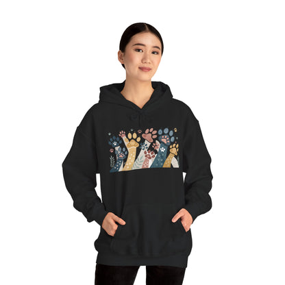 Colorful Paw Print Hooded Sweatshirt - Perfect for Pet Lovers, Animal Enthusiasts, Gifts for Birthdays, Holidays, Cozy Casual Wear