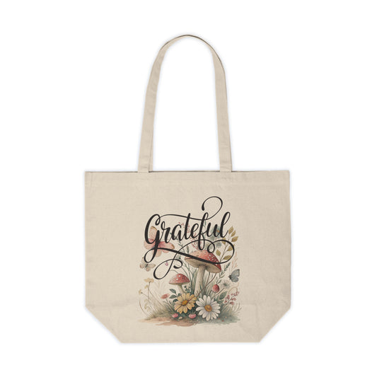Grateful Floral Canvas Shopping Tote | Eco-Friendly Bag for Groceries, Gifts, and Everyday Use