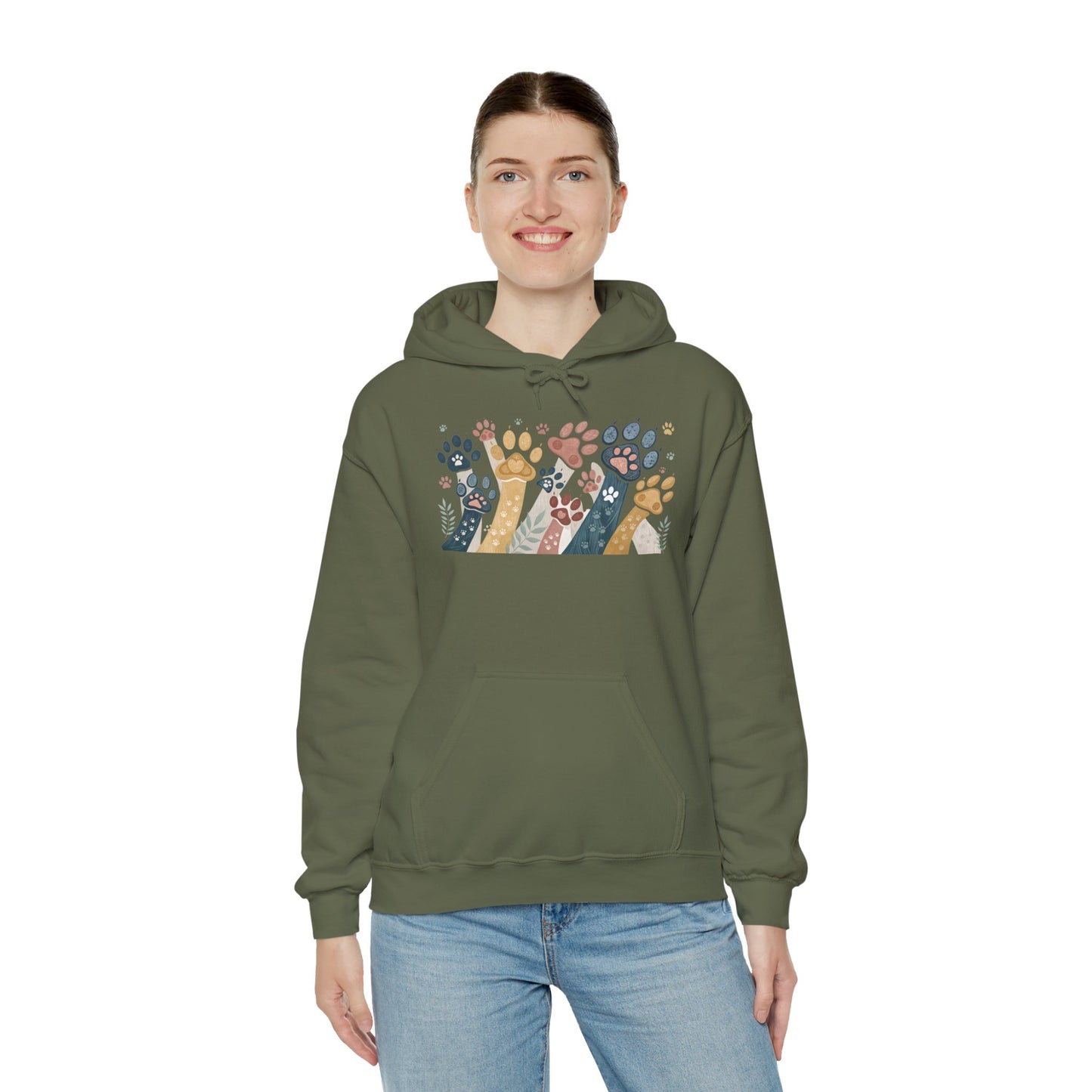 Colorful Paw Print Hooded Sweatshirt - Perfect for Pet Lovers, Animal Enthusiasts, Gifts for Birthdays, Holidays, Cozy Casual Wear