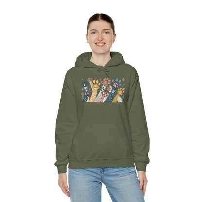 Colorful Paw Print Hooded Sweatshirt - Perfect for Pet Lovers, Animal Enthusiasts, Gifts for Birthdays, Holidays, Cozy Casual Wear