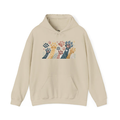 Colorful Paw Print Hooded Sweatshirt - Perfect for Pet Lovers, Animal Enthusiasts, Gifts for Birthdays, Holidays, Cozy Casual Wear