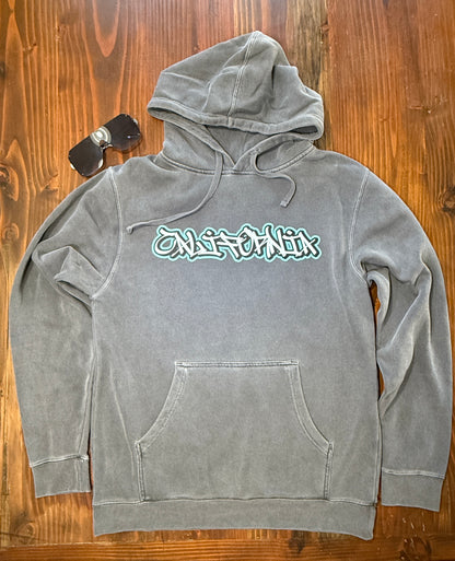 California Graffiti Hoodie – Washed Charcoal Streetwear Pullover | Unisex Vintage Fit