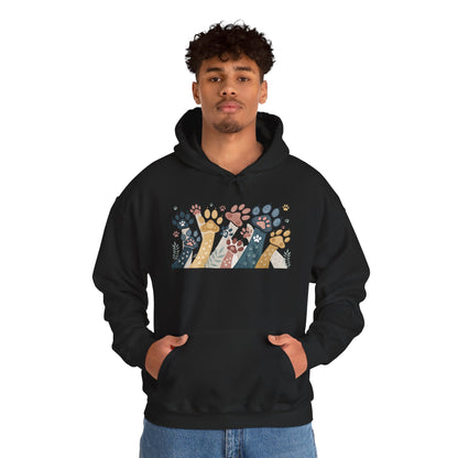 Colorful Paw Print Hooded Sweatshirt - Perfect for Pet Lovers, Animal Enthusiasts, Gifts for Birthdays, Holidays, Cozy Casual Wear