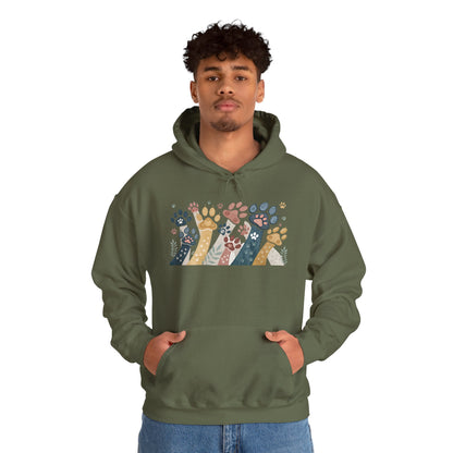 Colorful Paw Print Hooded Sweatshirt - Perfect for Pet Lovers, Animal Enthusiasts, Gifts for Birthdays, Holidays, Cozy Casual Wear