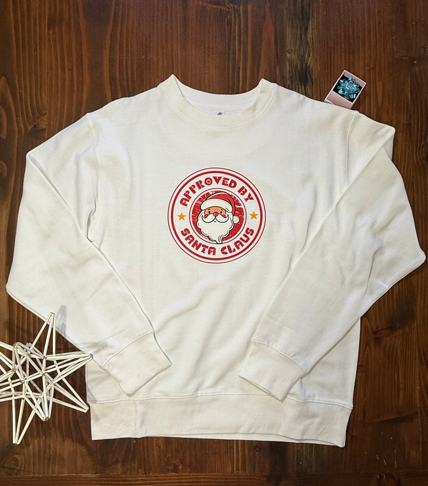 Approved by Santa Claus Sweatshirt | Funny Christmas Crewneck | Cozy Holiday Pullover | Retro Santa Sweater Gift