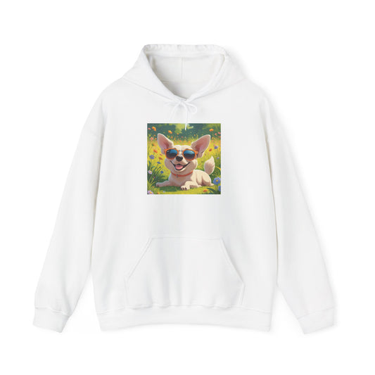 Playful Corgi Sweatshirt, Cozy Hoodie, Dog Lover Gift, Cute Pet Apparel, California Style, Sunglasses Dog Design