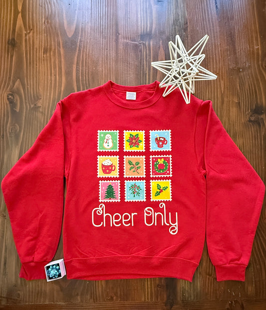 Cheer Only Christmas Sweatshirt | Cute Holiday Crewneck | Unisex Pullover | Retro Xmas Coffee Mug Sweater