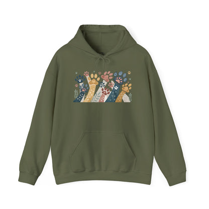 Colorful Paw Print Hooded Sweatshirt - Perfect for Pet Lovers, Animal Enthusiasts, Gifts for Birthdays, Holidays, Cozy Casual Wear