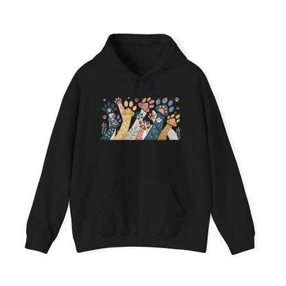Colorful Paw Print Hooded Sweatshirt - Perfect for Pet Lovers, Animal Enthusiasts, Gifts for Birthdays, Holidays, Cozy Casual Wear