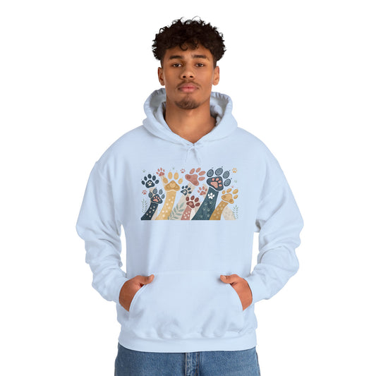 Colorful Paw Print Hooded Sweatshirt - Perfect for Pet Lovers, Animal Enthusiasts, Gifts for Birthdays, Holidays, Cozy Casual Wear