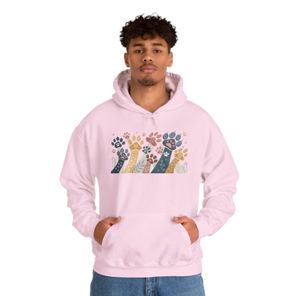 Colorful Paw Print Hooded Sweatshirt - Perfect for Pet Lovers, Animal Enthusiasts, Gifts for Birthdays, Holidays, Cozy Casual Wear