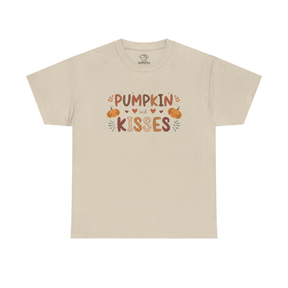 Fall Vibes Unisex Heavy Cotton Tee - Pumpkin Kisses Tee, Autumn Shirt, Halloween Apparel, Cozy Fall Outfit, Seasonal Gift