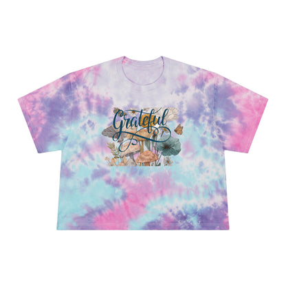 Grateful Women's Tie-Dye Crop Tee, Boho Chic Top, Summer Fashion, Gift for Her, Relaxed Fit Shirt