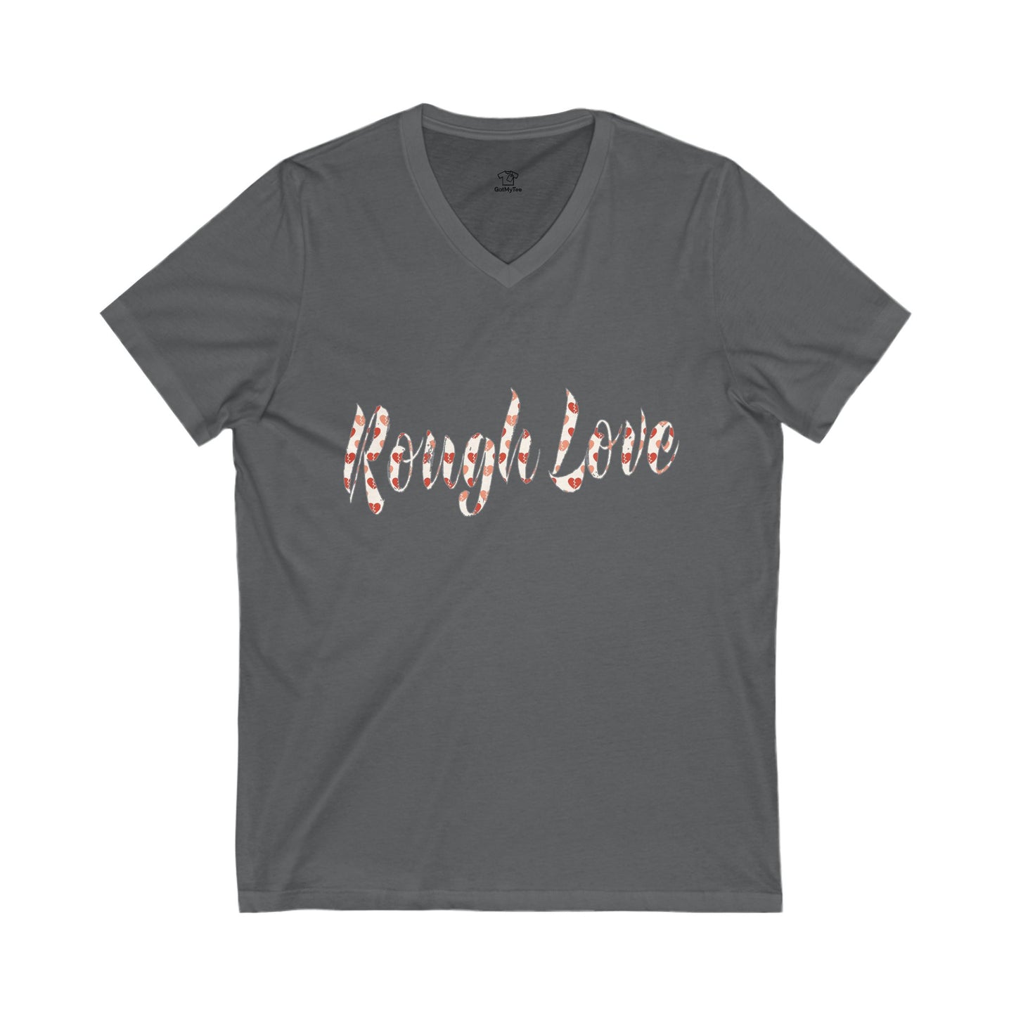 Rough Love V-Neck Tee, Unisex Short Sleeve Shirt, Gift for Her, Casual T-Shirt, Holiday Apparel, Everyday Wear, Cute Graphic Tee