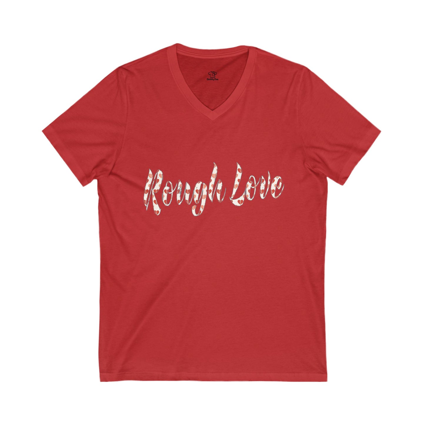 Rough Love V-Neck Tee, Unisex Short Sleeve Shirt, Gift for Her, Casual T-Shirt, Holiday Apparel, Everyday Wear, Cute Graphic Tee