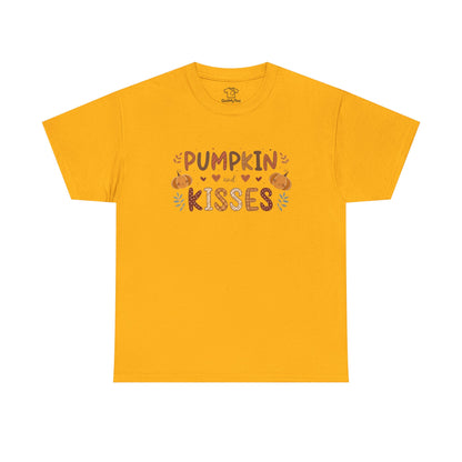 Fall Vibes Unisex Heavy Cotton Tee - Pumpkin Kisses Tee, Autumn Shirt, Halloween Apparel, Cozy Fall Outfit, Seasonal Gift
