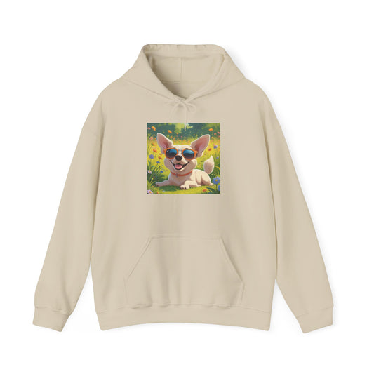 Playful Corgi Sweatshirt, Cozy Hoodie, Dog Lover Gift, Cute Pet Apparel, California Style, Sunglasses Dog Design