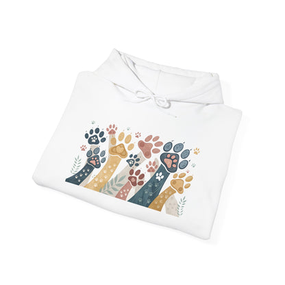 Colorful Paw Print Hooded Sweatshirt - Perfect for Pet Lovers, Animal Enthusiasts, Gifts for Birthdays, Holidays, Cozy Casual Wear