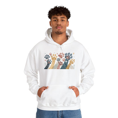 Colorful Paw Print Hooded Sweatshirt - Perfect for Pet Lovers, Animal Enthusiasts, Gifts for Birthdays, Holidays, Cozy Casual Wear