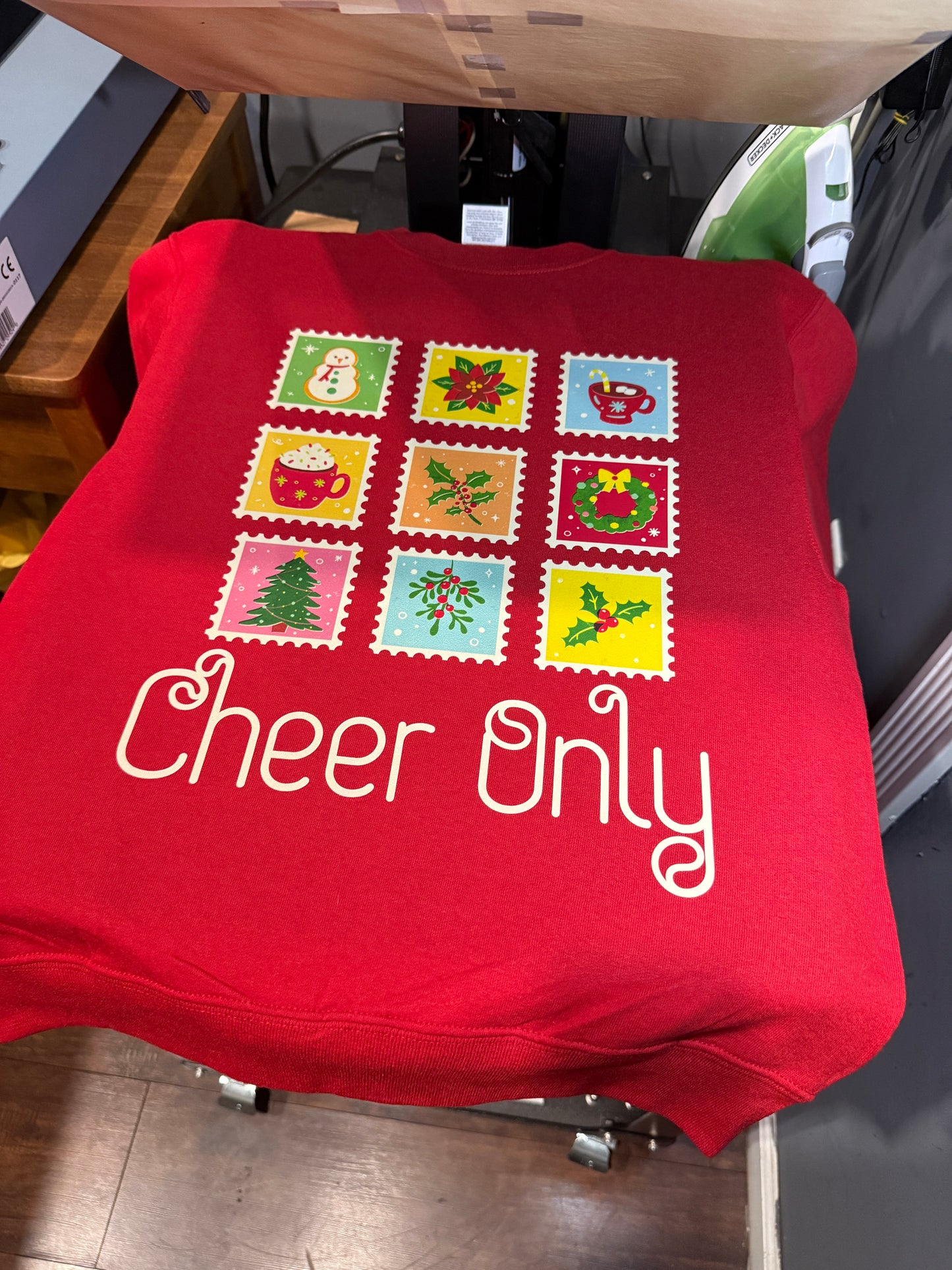 Cheer Only Christmas Sweatshirt | Cute Holiday Crewneck | Unisex Pullover | Retro Xmas Coffee Mug Sweater