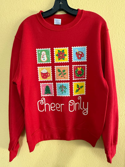 Cheer Only Christmas Sweatshirt | Cute Holiday Crewneck | Unisex Pullover | Retro Xmas Coffee Mug Sweater