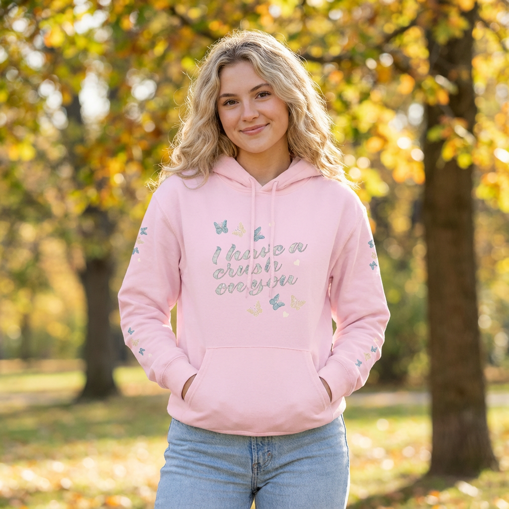 I Have a Crush on You – Butterfly Pullover Hoodie