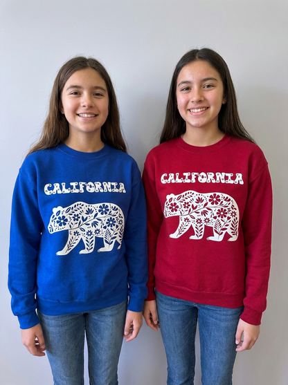 Floral Bear California Sweatshirt | Royal Blue Crewneck