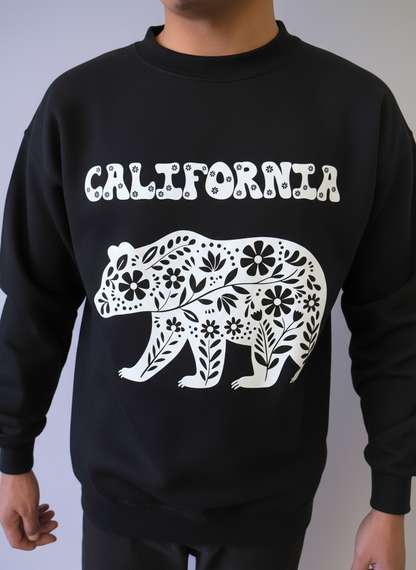Floral Bear California Sweatshirt | Royal Blue Crewneck